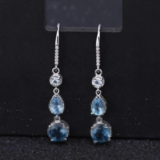 Elegant Natural Gemstone Earrings in S925 Silver