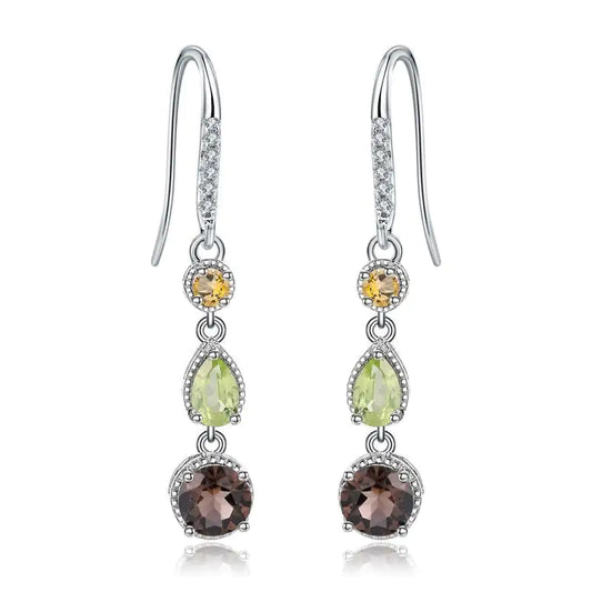 Elegant Natural Gemstone Earrings in S925 Silver