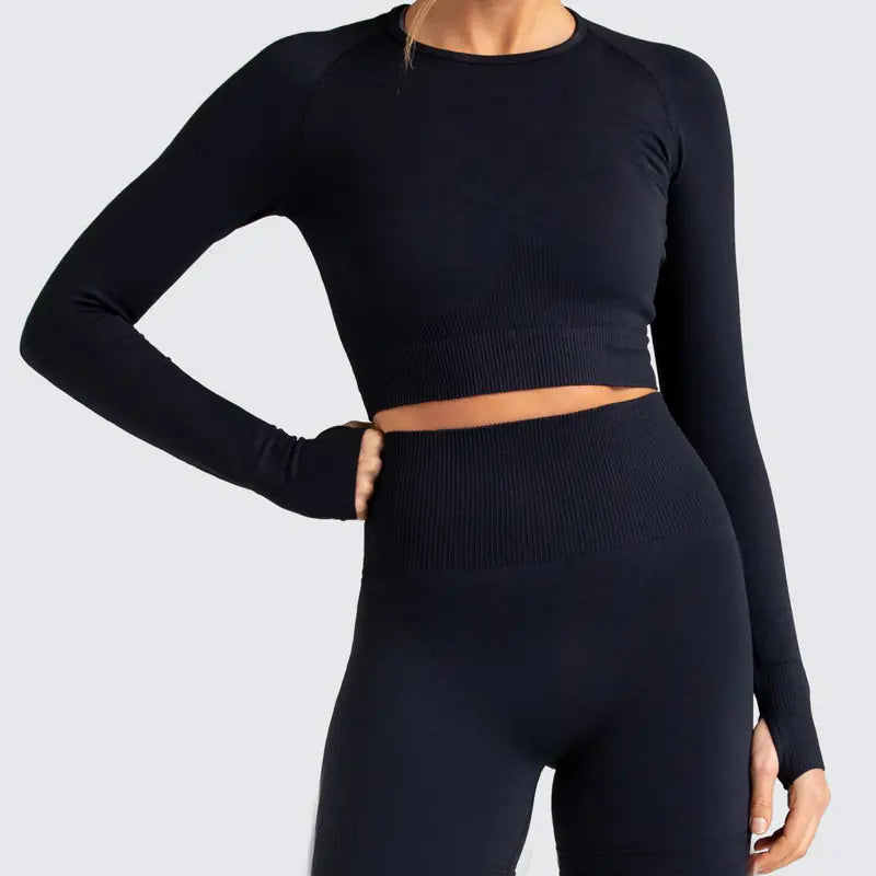 Zechuang Seamless Long Sleeve Yoga Workout Apparel