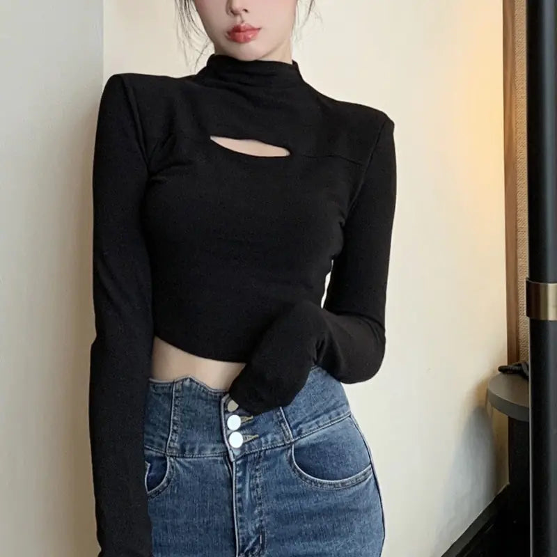 Women's Slim Warm Half High Collar Bottoming Shirt