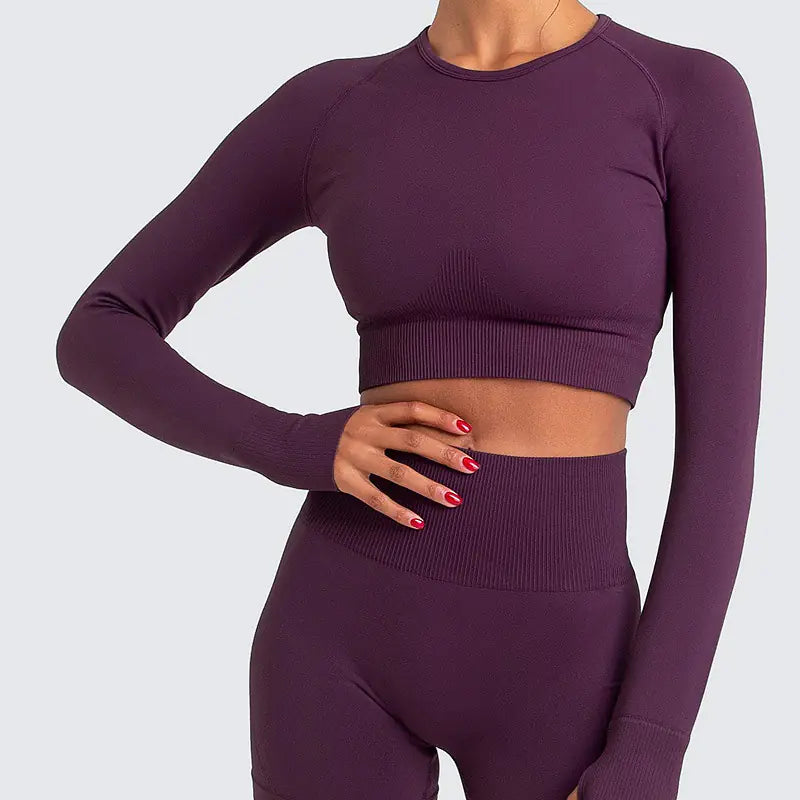 Zechuang Seamless Long Sleeve Yoga Workout Apparel