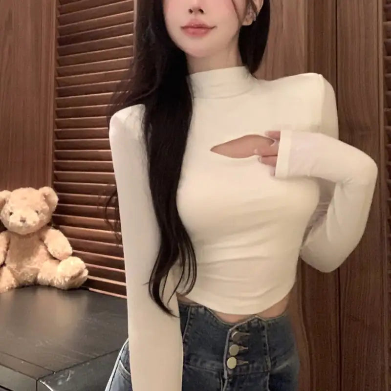 Women's Slim Warm Half High Collar Bottoming Shirt